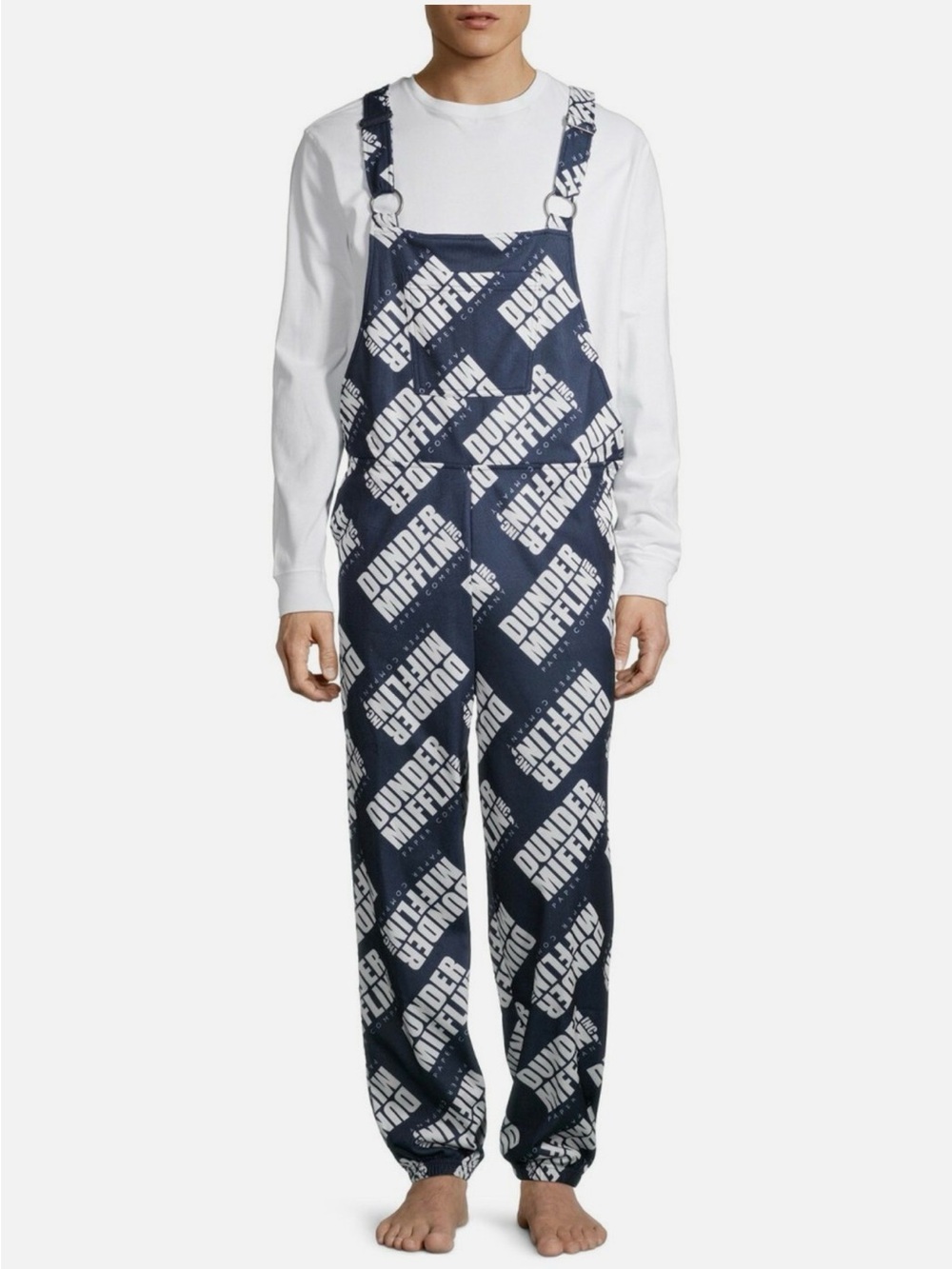 Dunder Mifflin Navy Logo Overalls, with tag